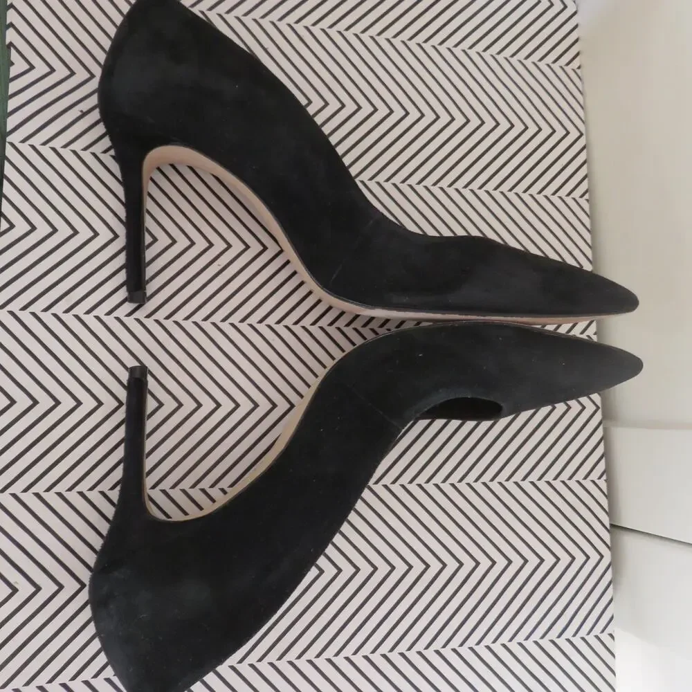 Schutz Lou Black Classic Suede Pump Stiletto Heel 7.5 Women's - Picture 4 of 9